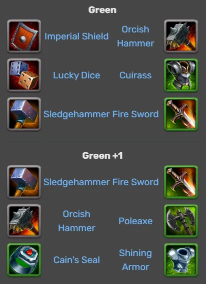 Hero Wars-Galahad items