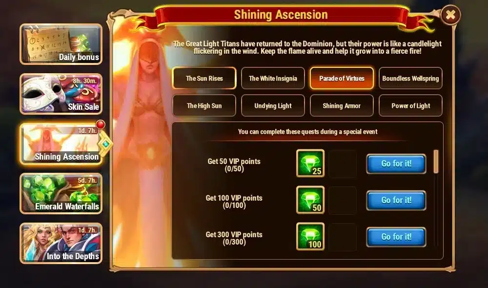 Hero Wars Shining Ascension Event