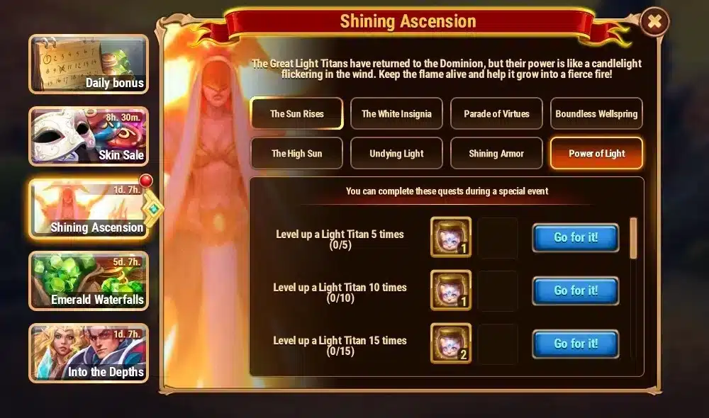 Hero Wars Shining Ascension Event