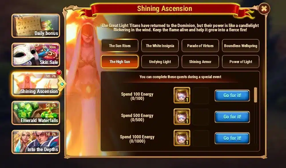 Hero Wars Shining Ascension Event