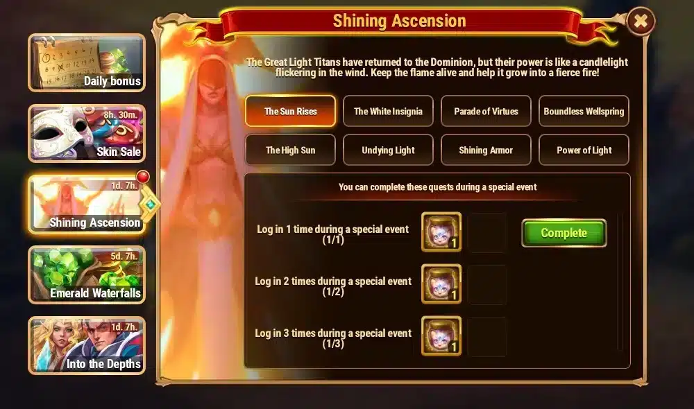 Hero Wars Shining Ascension Event