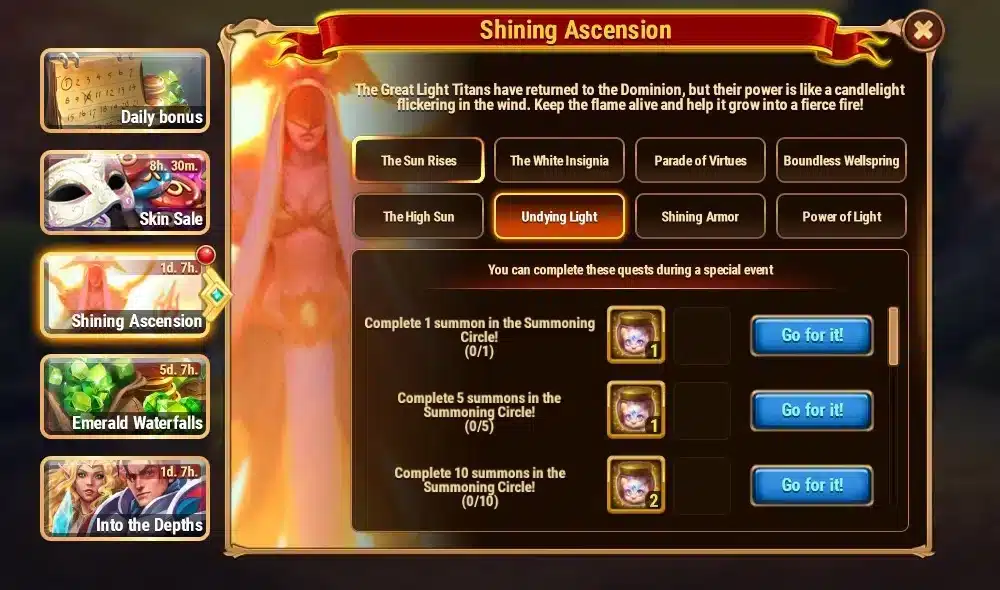 Hero Wars Shining Ascension Event