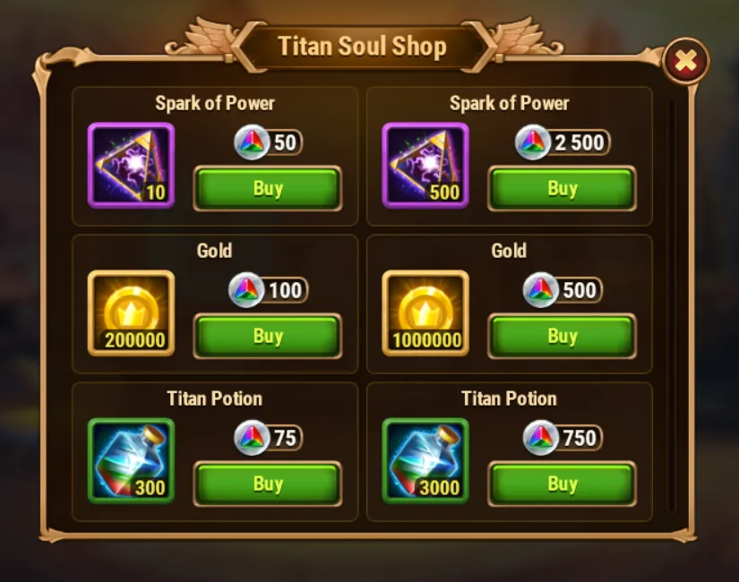 Hero Wars Titan Soul Shop