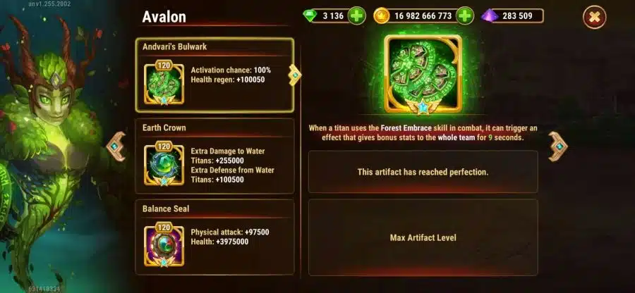 Avalon Titan Artifacts
