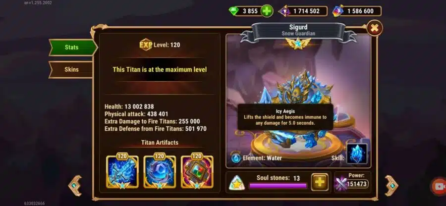 Sigurd Titan Skills stats