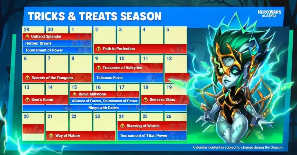 Tricks and Treats Season Calendar