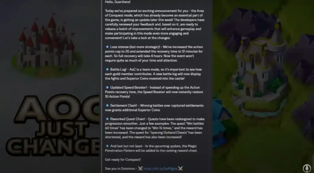 Major Update for the Area of Conquest