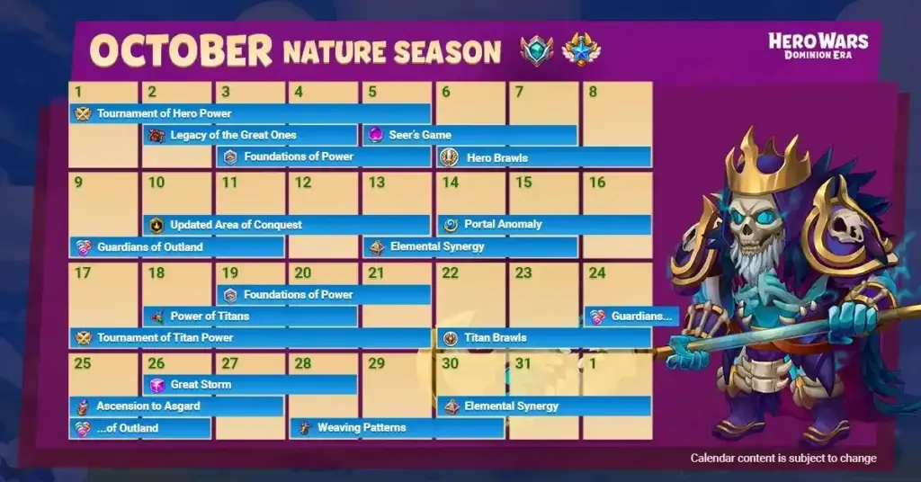october calendar and events
