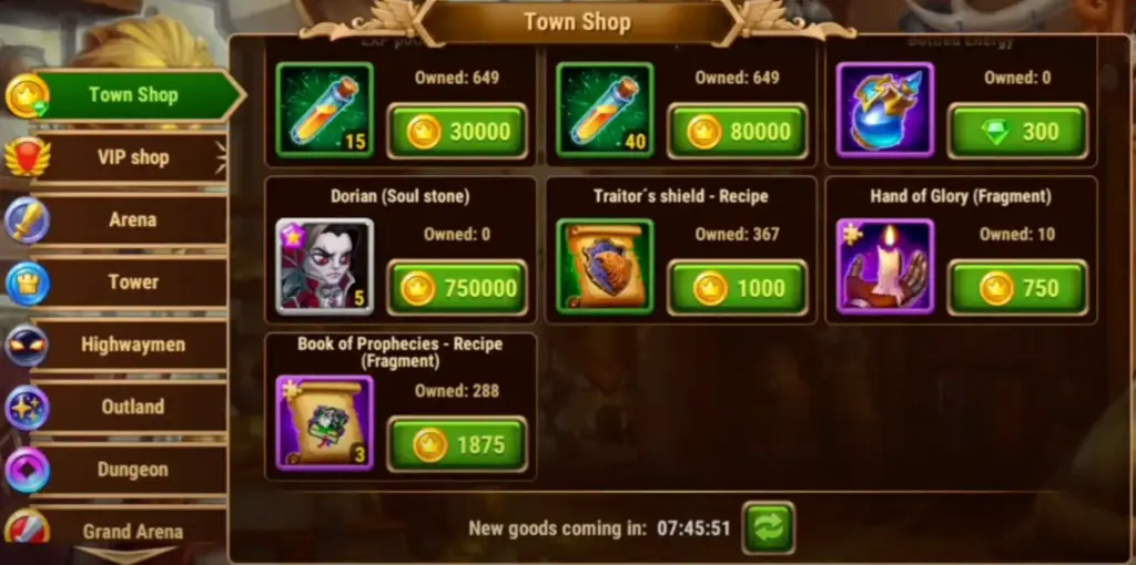 Hero Wars store value