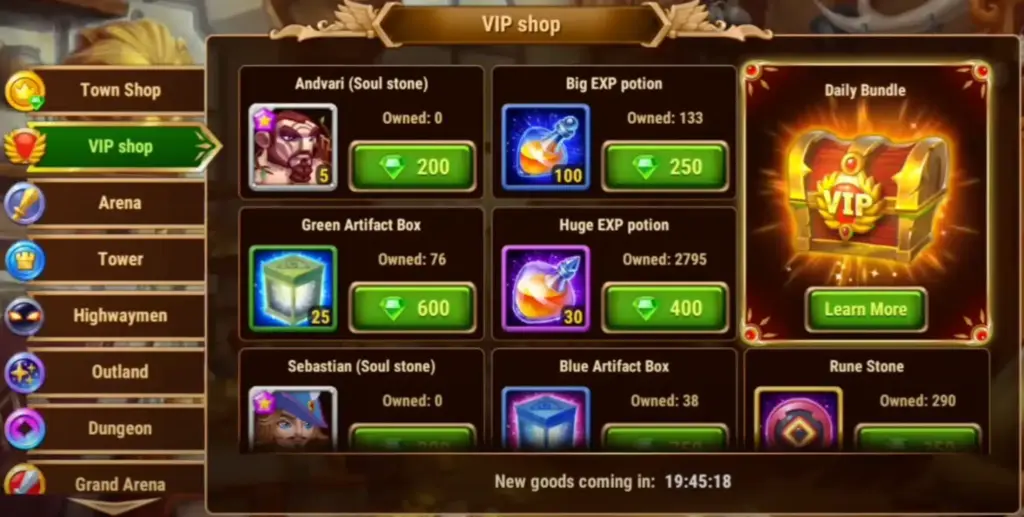 Hero Wars store value