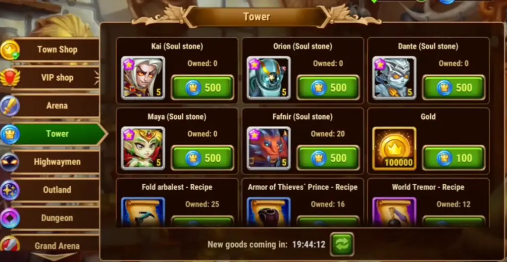 Hero Wars store value
