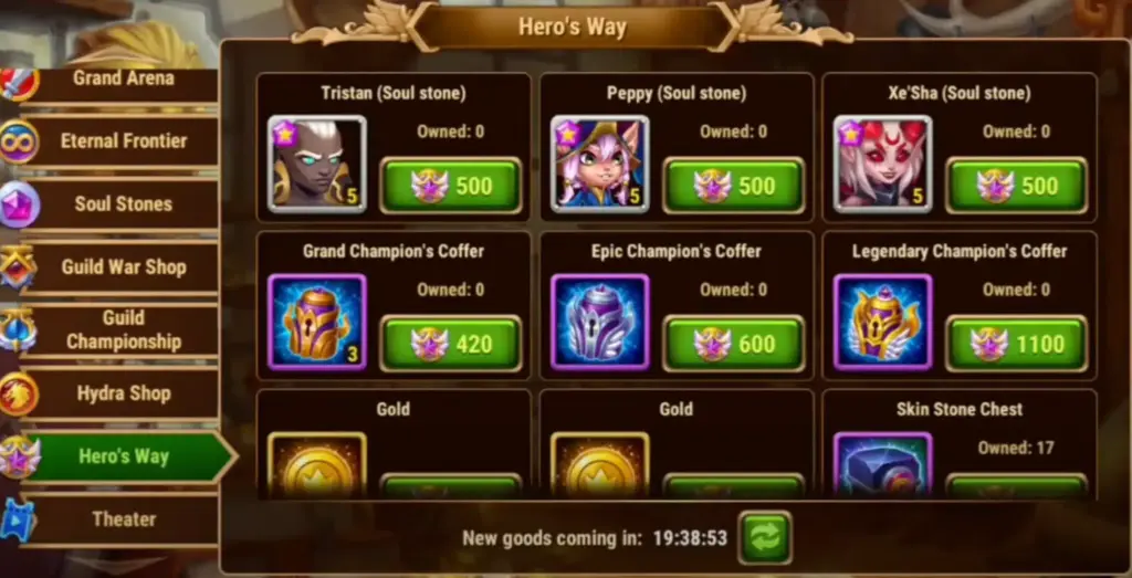 Hero Wars store value