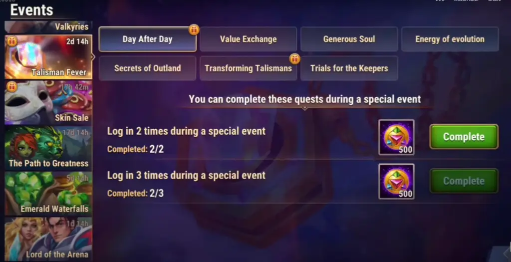 Talisman Fever event