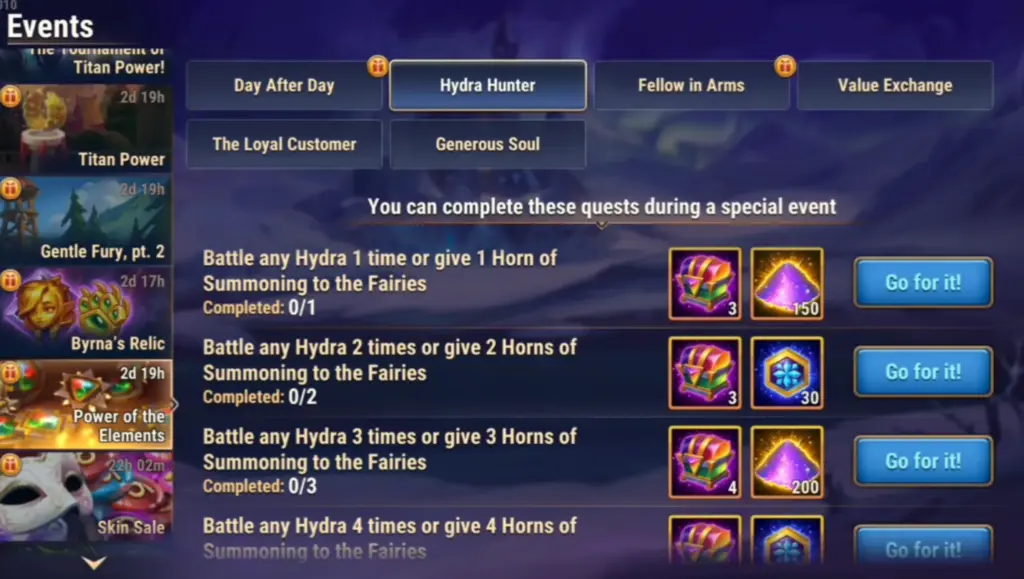 Power of the Elements event