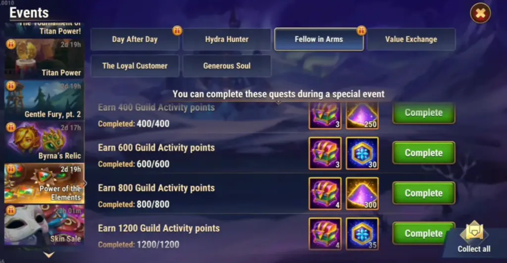 Power of the Elements event