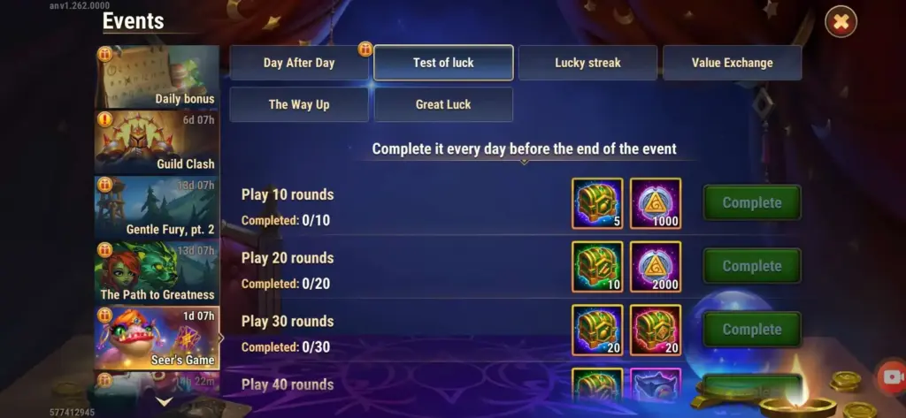 Seer’s Game Event guide