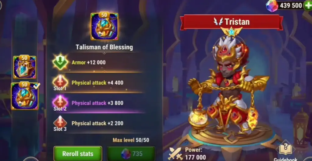 Tristan Talisman Comparison