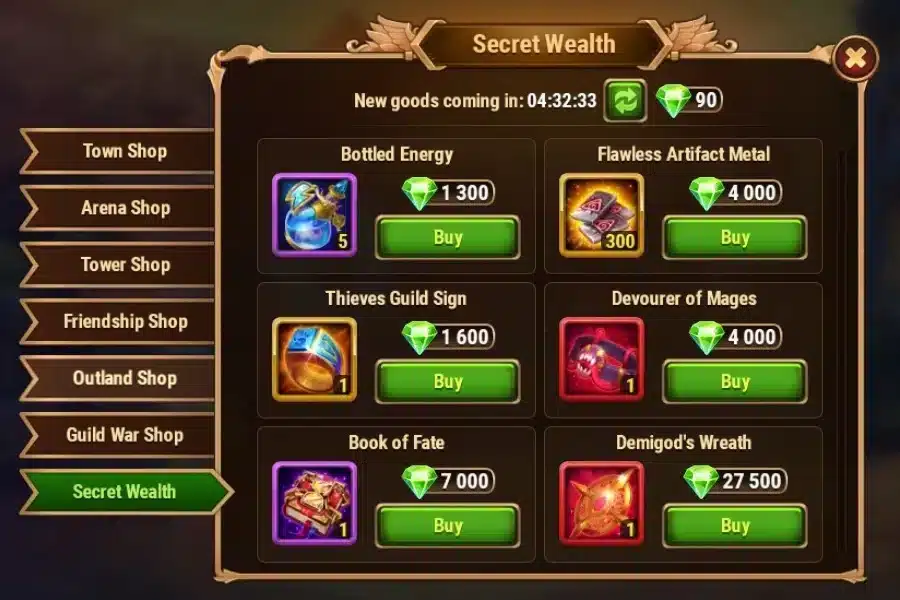 Hero Wars Secret Wealth Shop