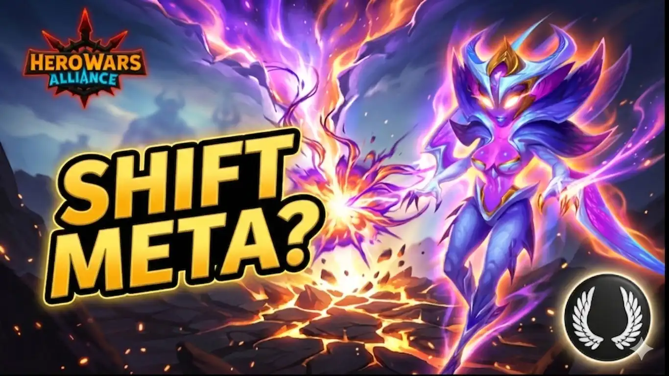 Alecto Titan showcase featuring her abilities and Elarite element design in Hero Wars Alliance