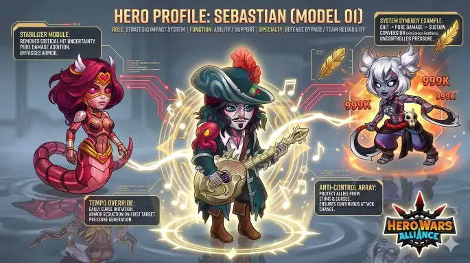 Hero Wars Alliance Sebastian stats and recommended build