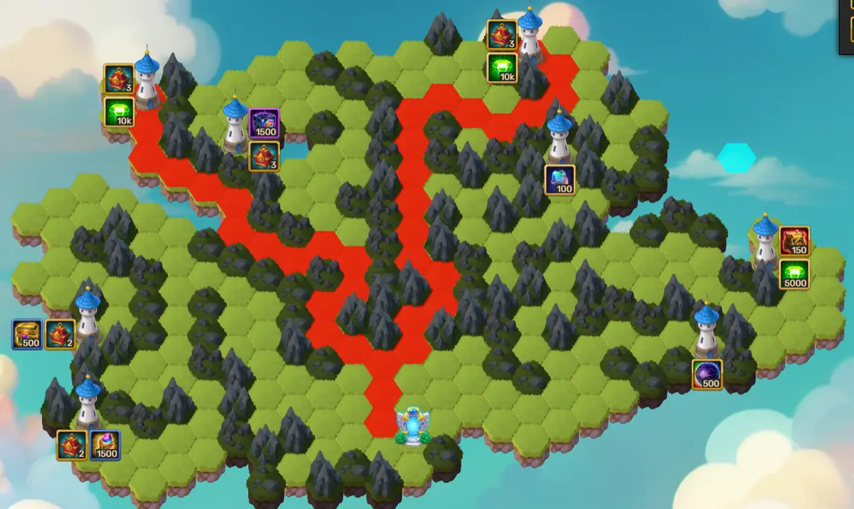 Hero Wars May Map 20K Emerald Route — 36 Moves