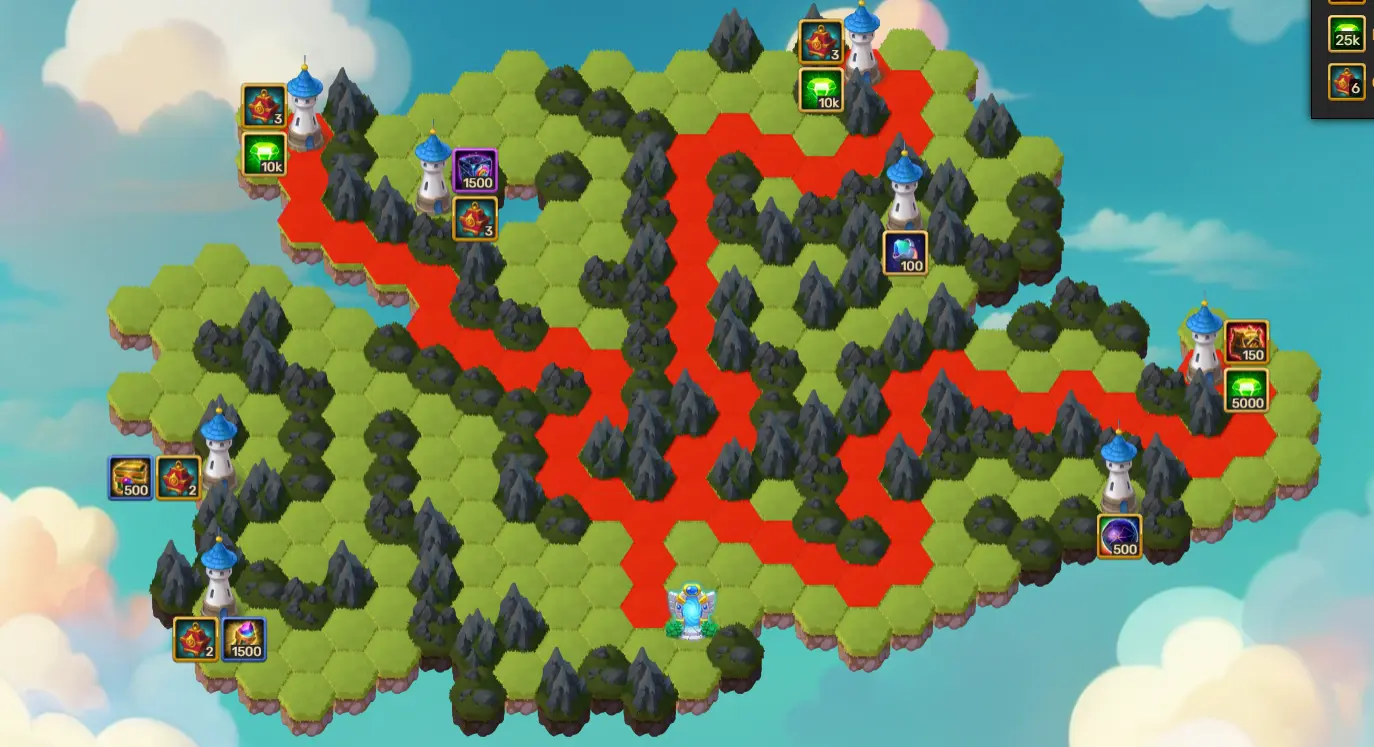 Hero Wars May Map 25K Emerald Route — 56 Moves