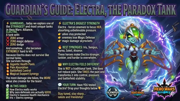 Electra stat breakdown and mechanics in Hero Wars Alliance