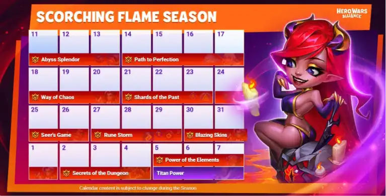 Scorching Flame Season Calender