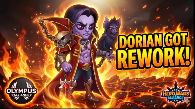 Dorian Rework and New Look - Scorching Flame Season Hero Wars Alliance