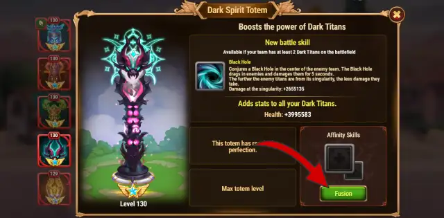 Totem selection Affinity Skills Fusion button - Elemental and Primal Skills Switch