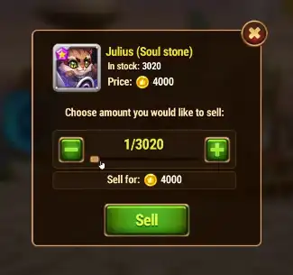 Selling unused Hero Soul Stones for Gold