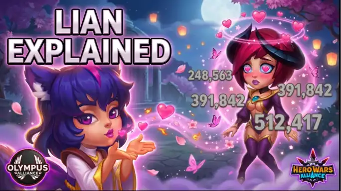 Lian using her control abilities in Hero Wars Alliance