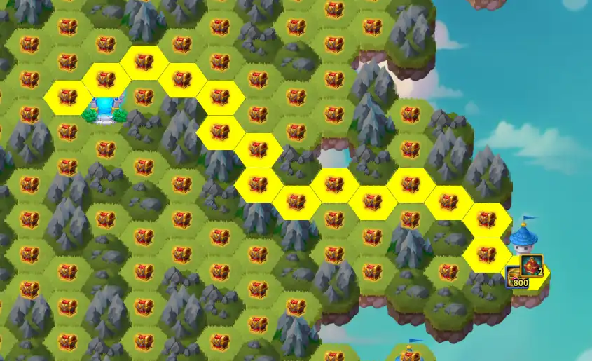 Hero Wars July Map Tower 2 Yellow Path 800 Wish Insignia 16 Moves
