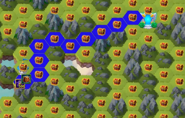 Hero Wars July Map Tower 7 Navy Blue Path 500 Golden Threads 10 Moves