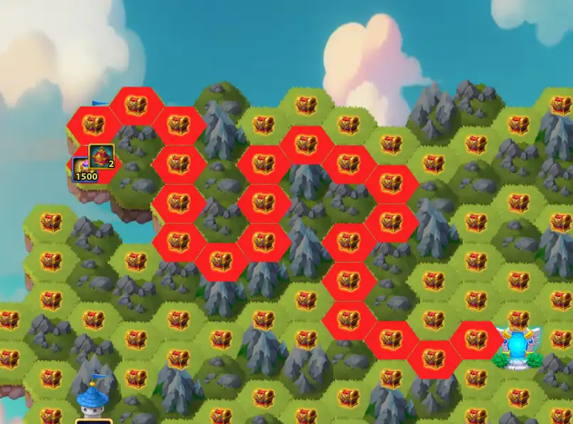 Hero Wars July Map Tower 9 Red Path 1500 Wish Crystals 21 Moves