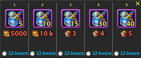 Hero Wars Summer Festival Bottled Energy Generator level rewards card