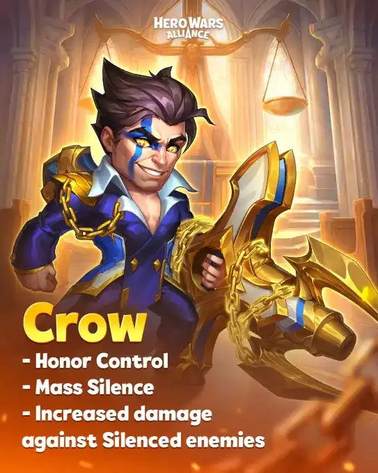 New Hero Crow Revealed as the new anti-mage Guardian in Hero Wars Alliance