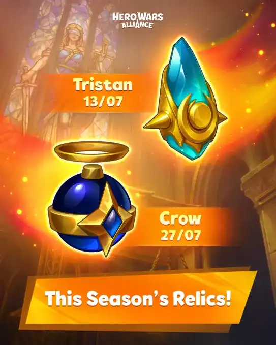 New Relics for Crow and Tristan revealed for the upcoming Hero Wars Alliance season