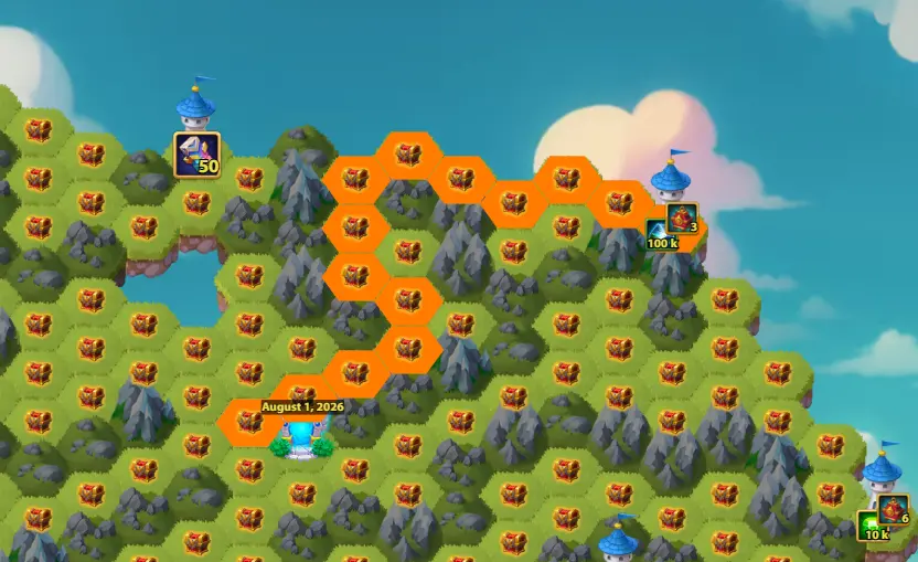 August Mysterious Island Guide Tower 3 Orange Path 100K Titan Potion 14 Moves
