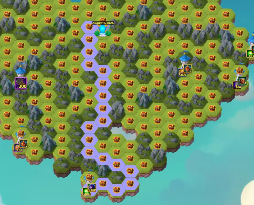 August Mysterious Island Guide Tower 7 Purple Path 5000 Emeralds 450 Titan Artifact Spheres 19 Moves