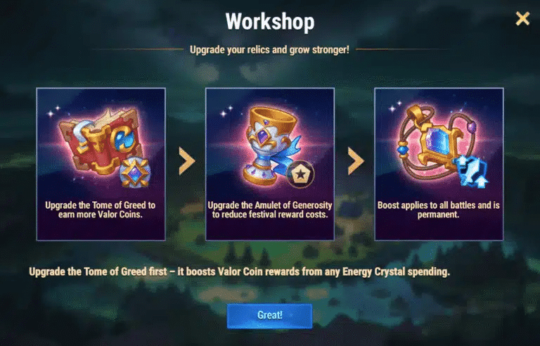 Somna Event Relics Hero Workshop
