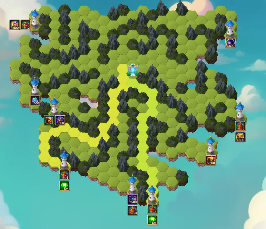 Hero Wars July Map Two Emerald Towers Route Tower 4 and Tower 6 20000 Emeralds