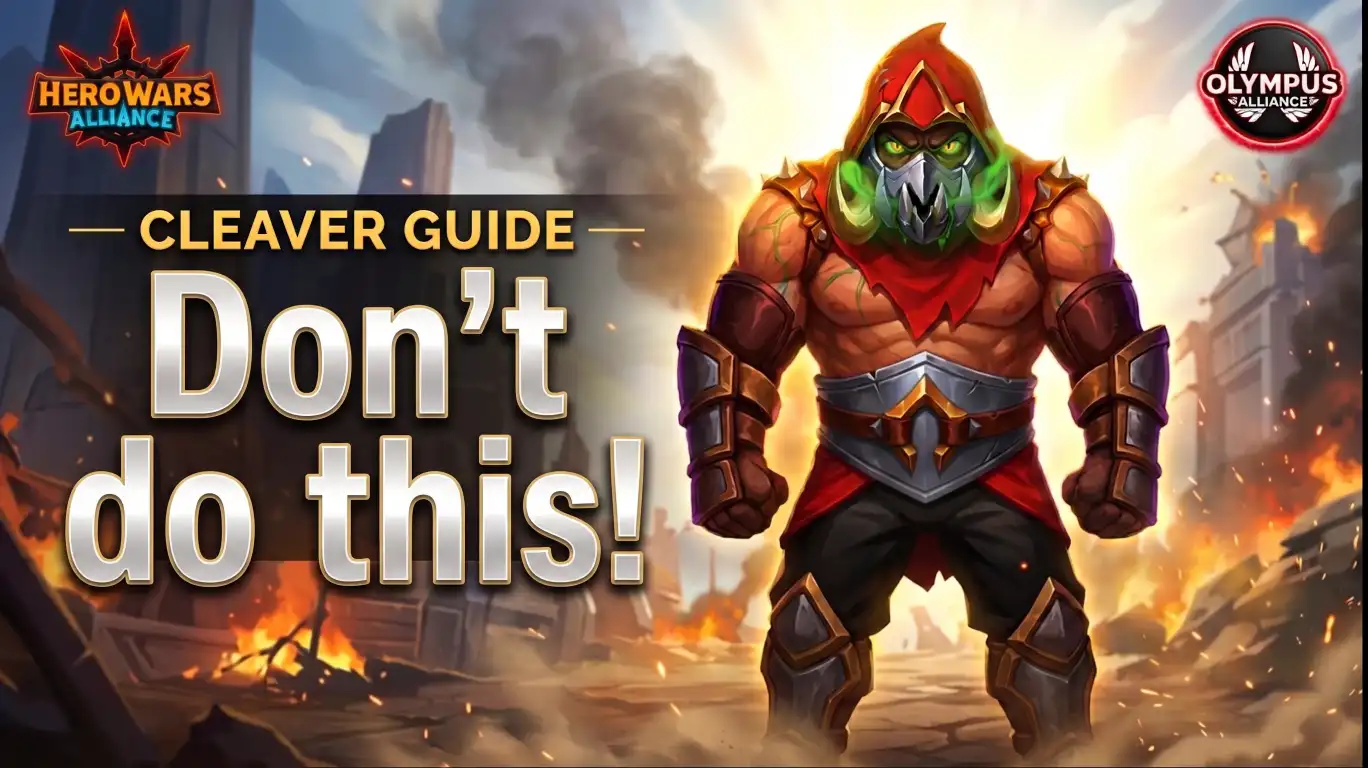 Cleaver Complete Build Guide showing the Butcher standing on the frontline in Hero Wars Alliance