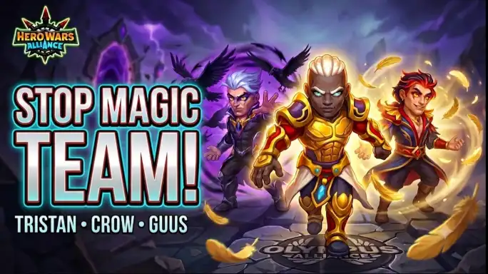 The Best Anti-Mage Team core Tristan Crow Guus in Hero Wars Alliance