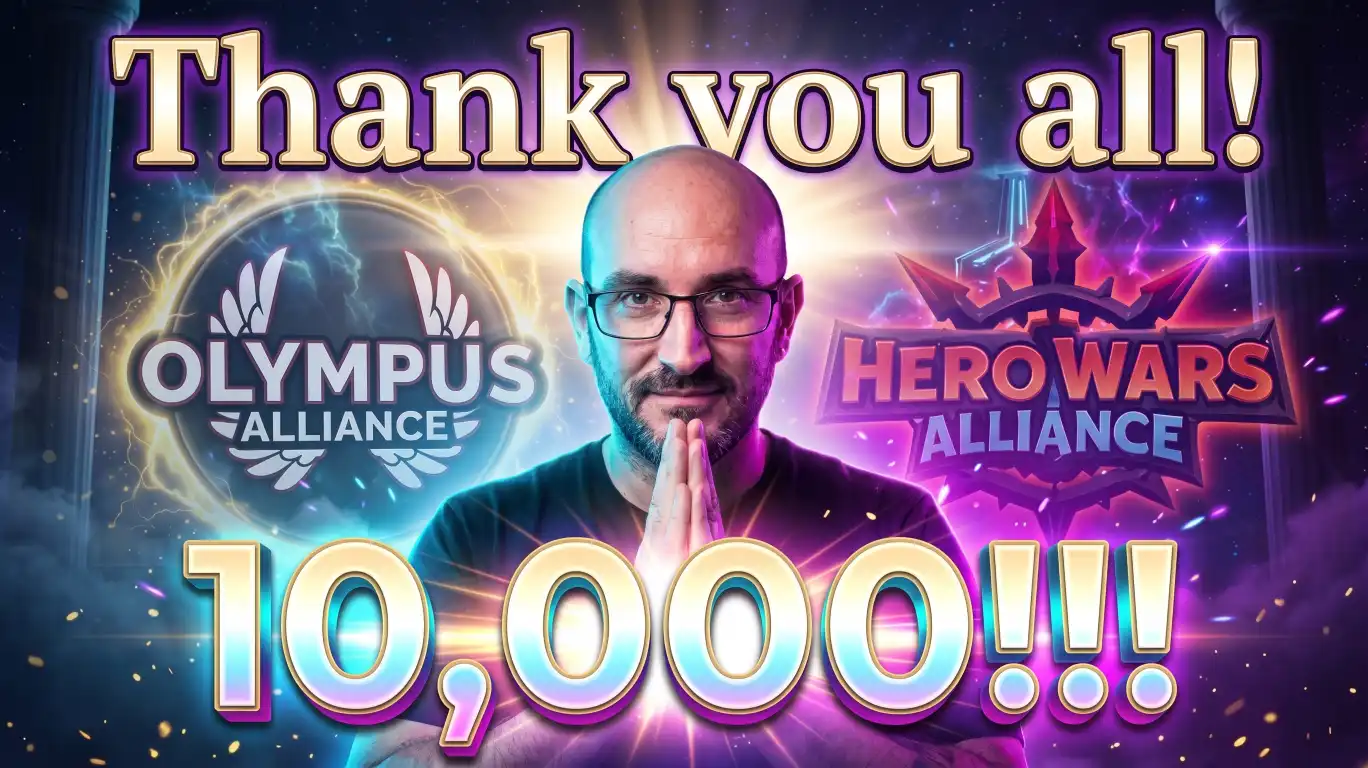 10K Subscriber Celebrations as Olympus Alliance reaches 10,000 subscribers on Hero Wars Alliance