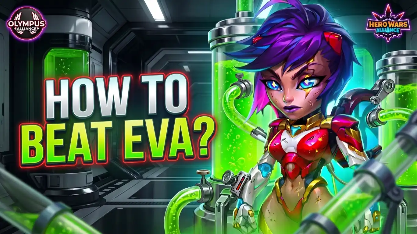 Eva Counter Guide showing how to exploit her Back Line positioning in Hero Wars Alliance