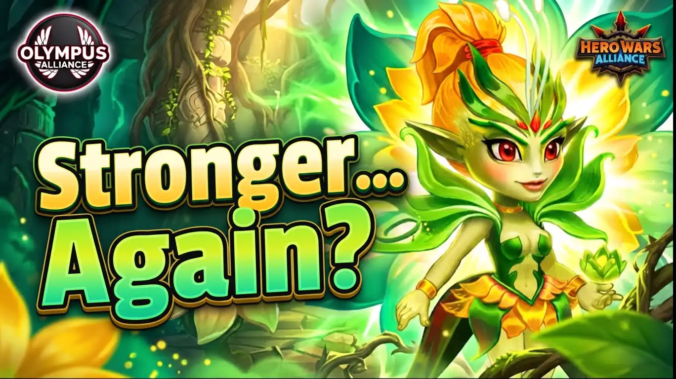 Maya Rework Breakdown showing the Flower of the Spring healing and Pure Damage in Hero Wars Alliance