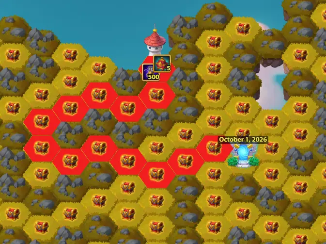 October Mysterious Island Guide Tower 2 Red Path 500 Golden Threads 13 Moves