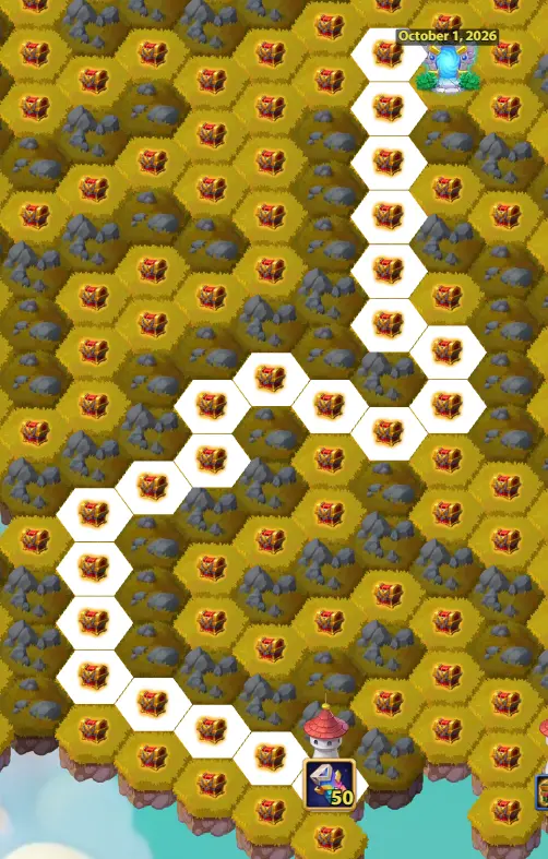 October Mysterious Island Guide Tower 8 White Path 50 Elemental Catalysts 22 Moves