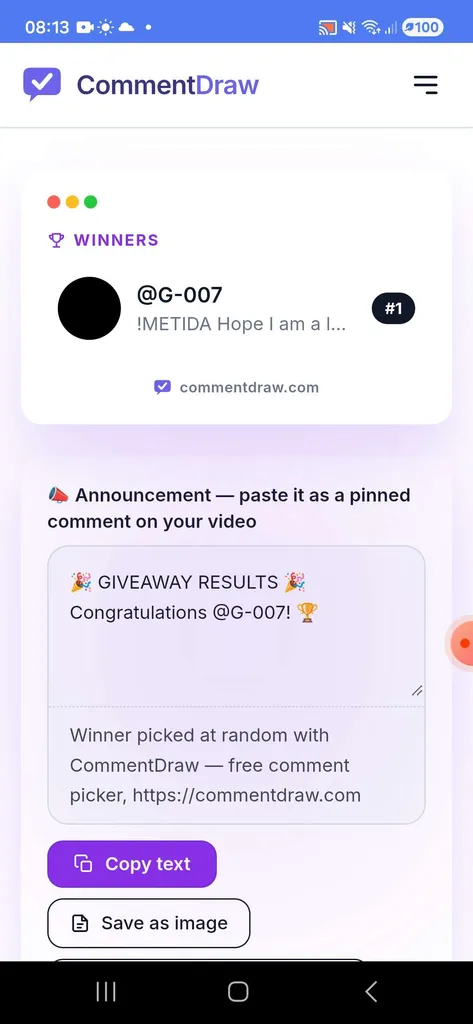 The Metida giveaway winner G-007 selected for the Hero Wars Alliance Olympus Alliance giveaway